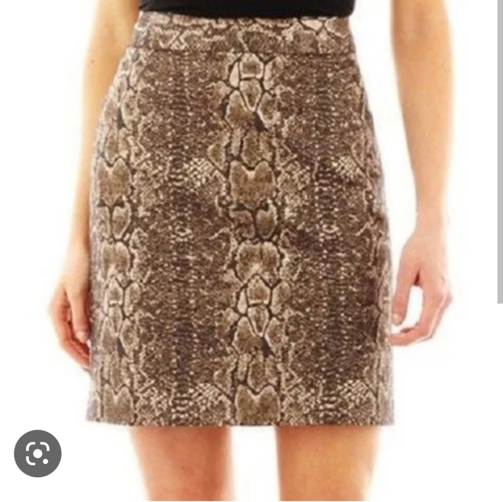 NEW Worthington Size 4 Metallic Jacquard Snakeskin Skirt